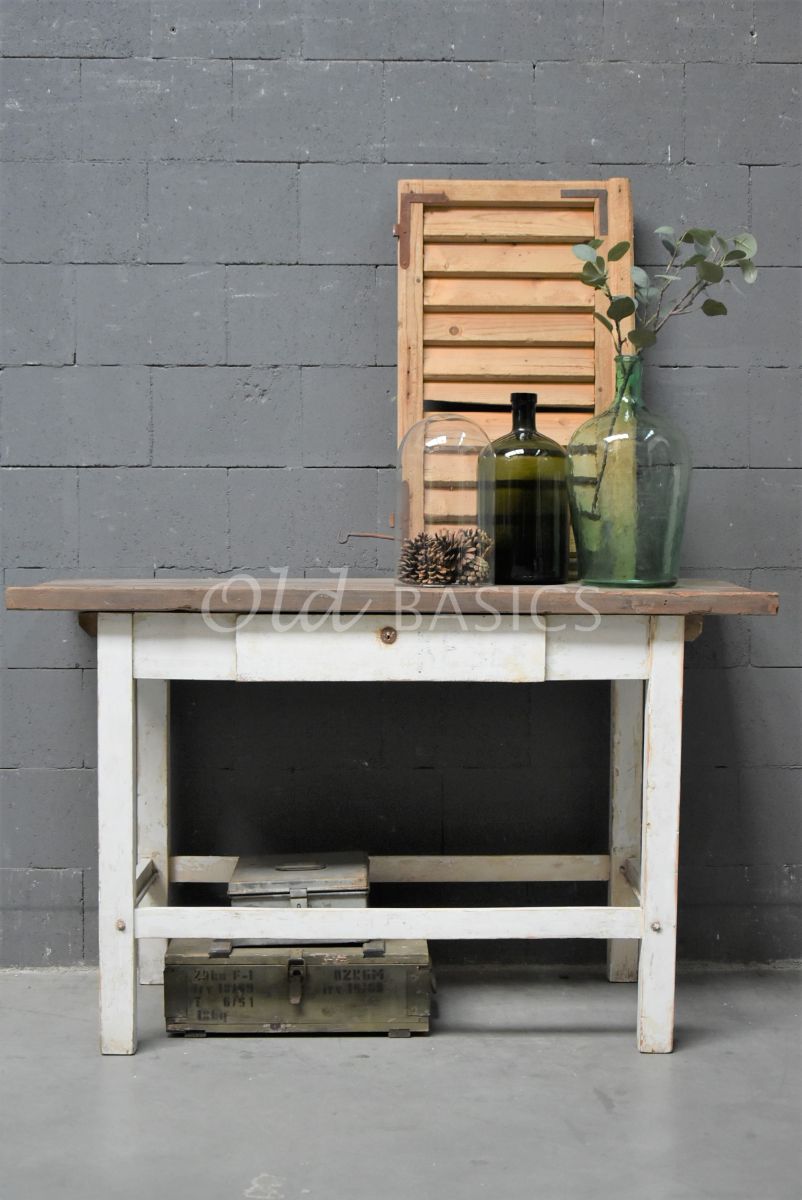 Detail van Sidetable, wit, naturel, materiaal hout